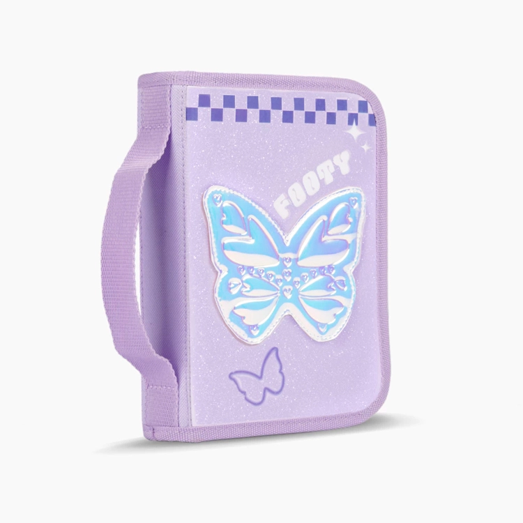 Cartuchera Escolar Footy Desplegable 1 piso Glow Fly Lila Art.F263044